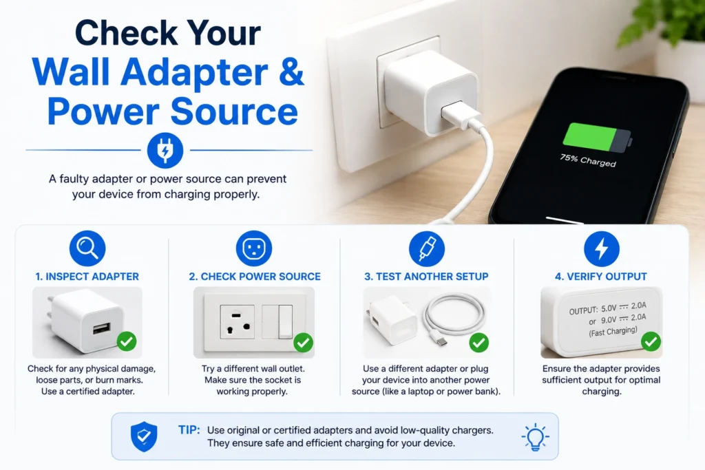 Check Your Wall Adapter & Power Source