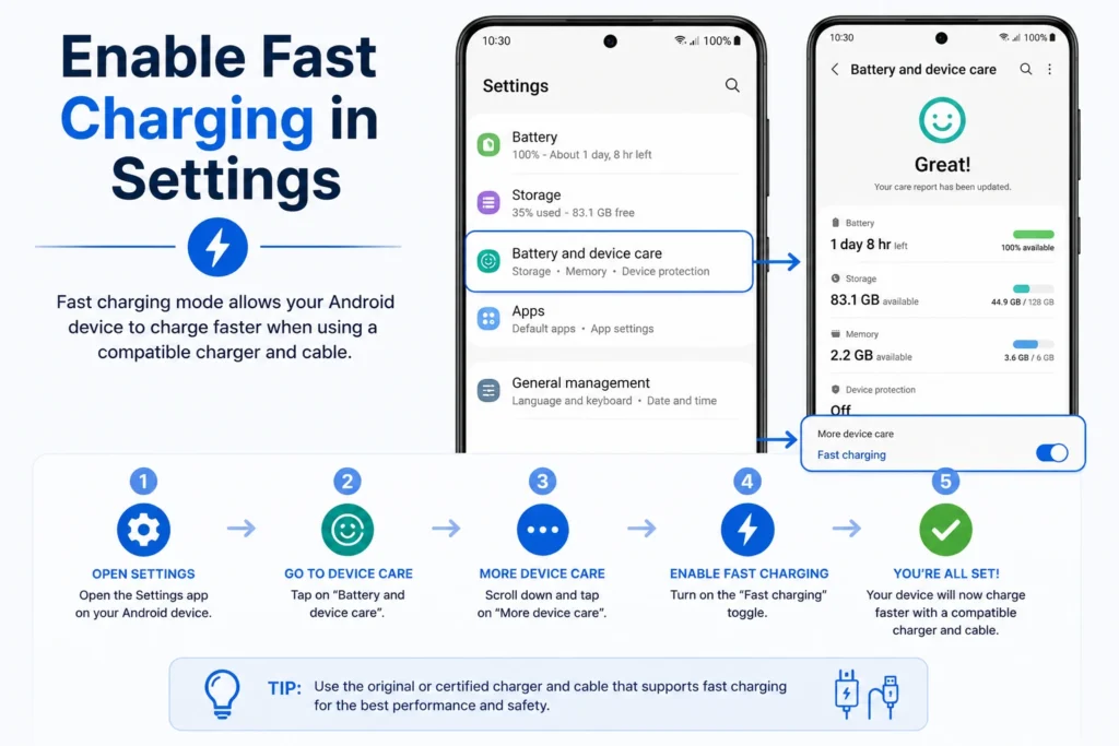 Enable Fast Charging in Settings